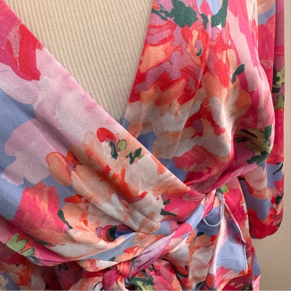 Tahari ASL Pink and Blue Floral Long Sleeve Dress - Picture 7 of 10